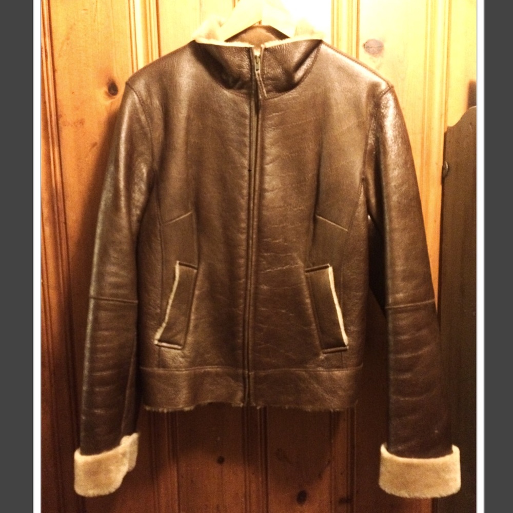 Banana Republic Lambskin Shearling Leather Jacket